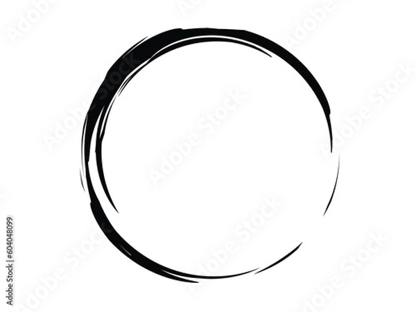 Fototapeta Grunge circle made of black paint.Grunge circle made of black ink.Grunge oval element made on the white background.