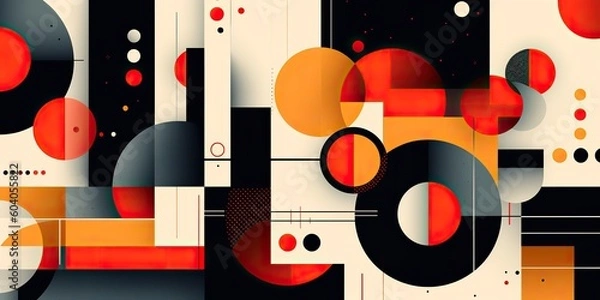 Fototapeta AI Generated. AI Generative. Retro Vintage abstract geometric pattern inspired by bauhaus style. Graphic Art