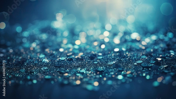 Fototapeta Blue  glitters background, beautiful bokeh backdrop