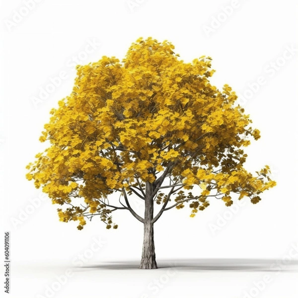 Fototapeta Yellow ipe tree on white background