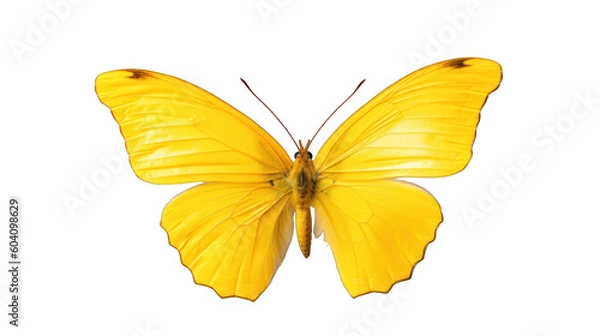 Fototapeta Beautiful yellow butterfly isolated on a white background. Generative AI Illustration	