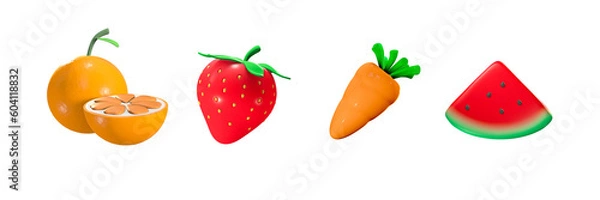 Obraz cute 3d icon fruit set