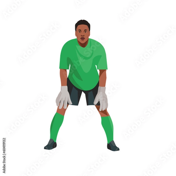 Obraz African football goalkeeper stands in goal and waits for the ball