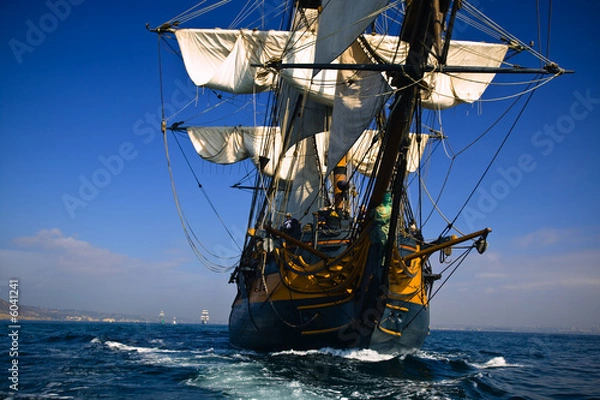 Fototapeta Vintage Sailing Ship at Sea under full sail