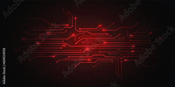 Fototapeta Black and red digital technology background
