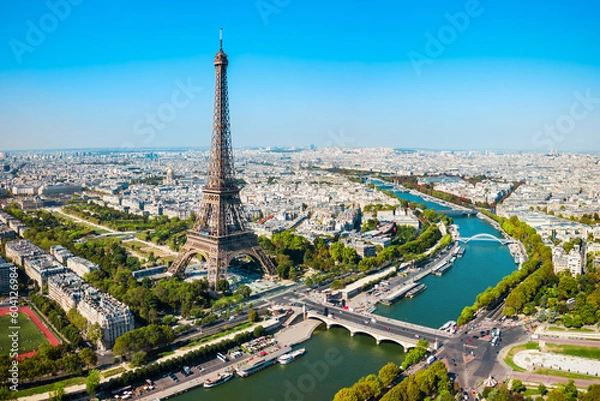 Fototapeta Eiffel Tower aerial view, Paris