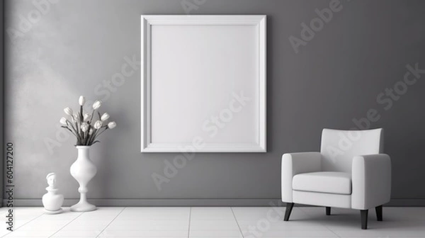 Fototapeta Sleek Elegance: Blank Frame in a Beautiful Modern Concept Room