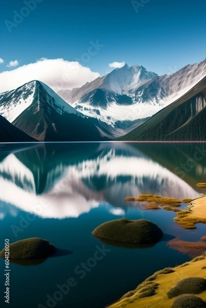 Obraz landscape with lake and mountains