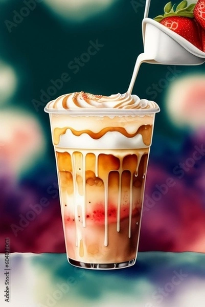 Obraz cream with strawberry