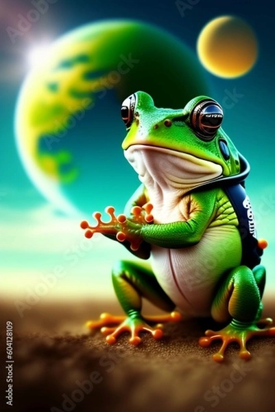 Obraz frog sitting on a leaf