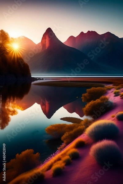 Obraz sunset over lake