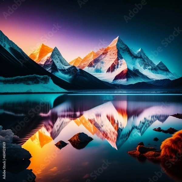 Obraz sunset in the mountains