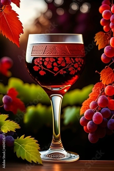 Obraz red wine and grapes