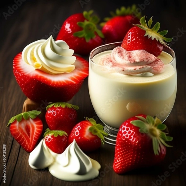 Obraz yogurt with strawberry