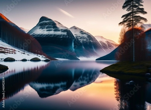 Obraz sunset in the mountains