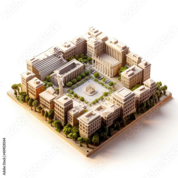 Fototapeta Square form of isometric miniature of Rome isolated on a white background
