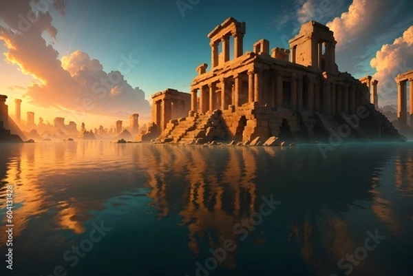 Obraz sunset over an old city