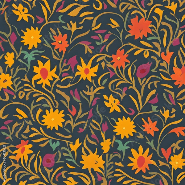 Fototapeta seamless pattern with flowers, seamless floral pattern