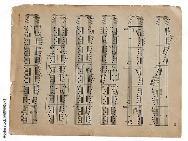 Obraz Sheet Music - partitura - musical symbols vintage Sheet Music on Aged Paper Background