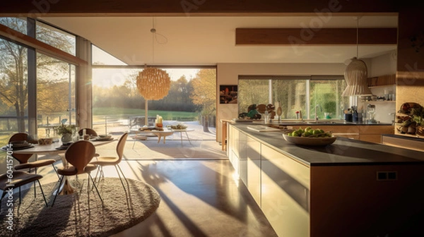 Obraz Couché de soleil en cuisine