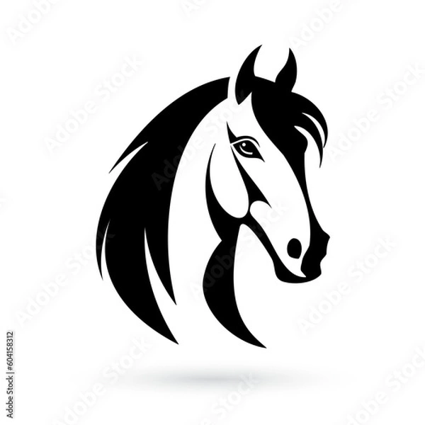 Obraz A stylized black and white horse head logo template in an abstract design. Perfect for creating a brand identity or logo