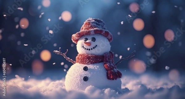 Obraz snowman on winter background