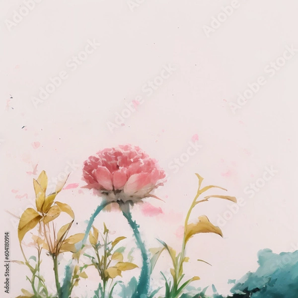 Fototapeta AIで生成した草花のヴィンテージ風イラスト　ジェネレーティブ Generative AI