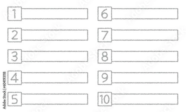 Fototapeta クレヨン素材　数字がついたタイトルデザインセット