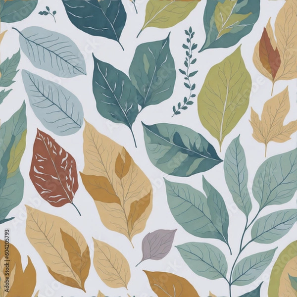 Obraz seamless pattern with leaves,Generative IA
