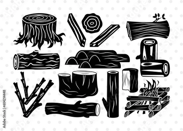 Obraz Wood Log SVG Cut Files | Wood Log Silhouette | Wood Svg | Tree Log Svg | Tree Rings Svg | Growth Rings Svg | Wood Trunk Svg | Wood Log Bundle
