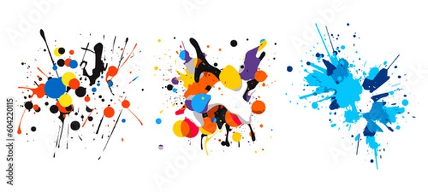 Obraz カラフルなインクが飛び散る　ベクター素材
