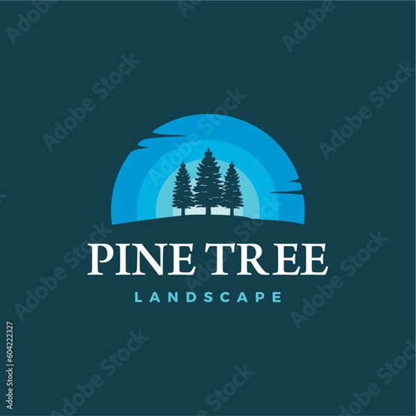 Obraz Pine tree silhouette logo design vector illustration