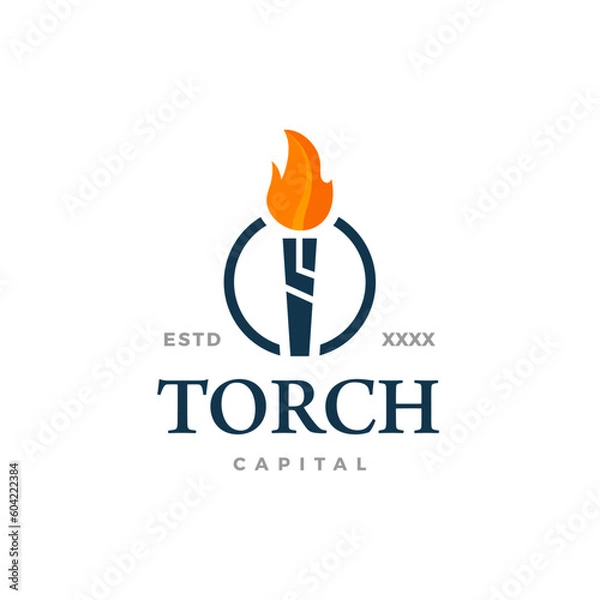 Obraz Torch flame capital logo design vector illustration
