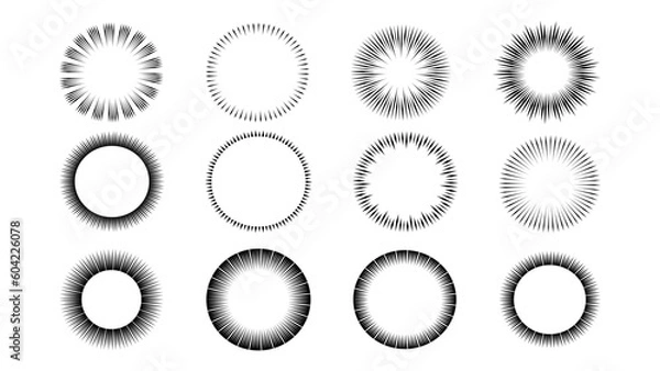 Obraz 漫画の集中線セット 円