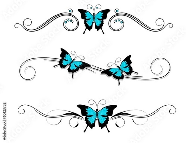 Obraz butterfly tattoo black blue