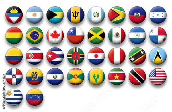 Obraz Wektor Zestaw przycisków flagi Ameryki