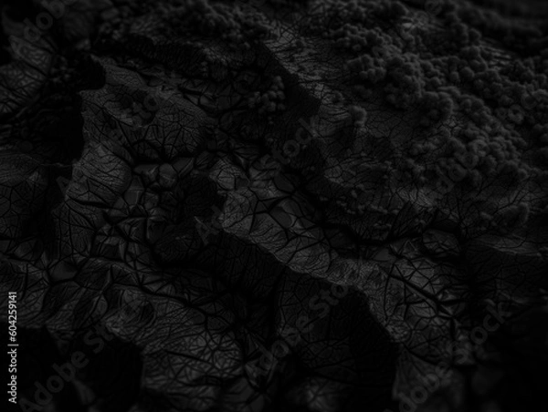 Fototapeta Black and white paper cut terrain background created with Generative AI technology.