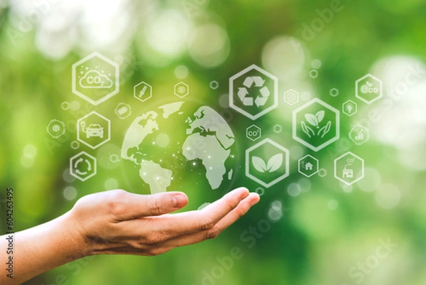 Fototapeta Environment Earth Day hands holding earth  environmentally sustainable Save Earth.  the Environment World Earth Day concept