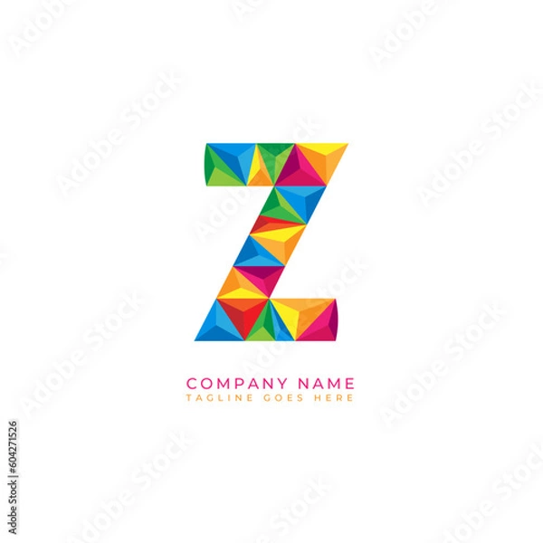 Obraz Colorful letter z logo design for business company in low poly art style
