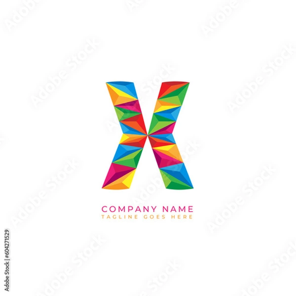 Obraz Colorful letter x logo design for business company in low poly art style