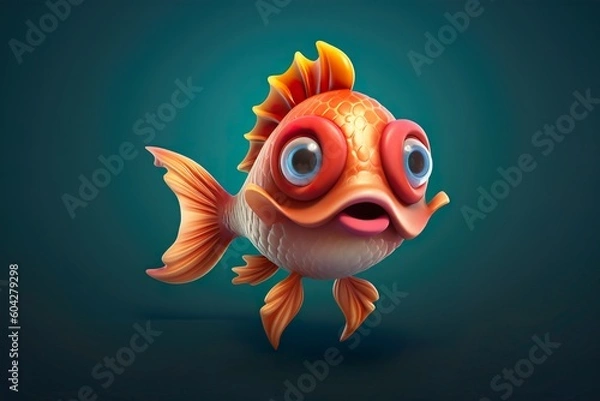 Fototapeta Dessin d'un poisson fun. Ai générative