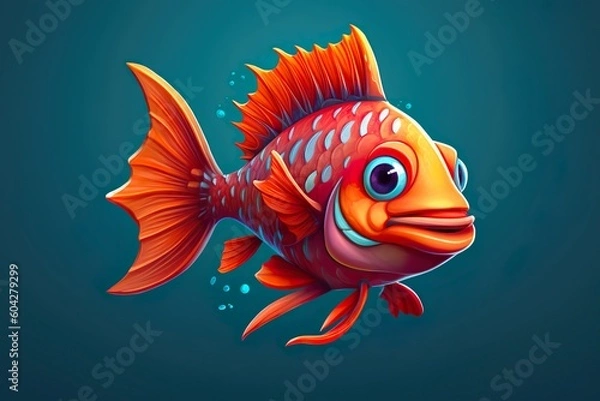 Fototapeta Dessin d'un poisson fun. Ai générative