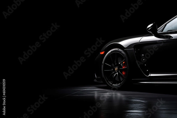 Obraz sport car background a corner with copy space in dark background, generative ai