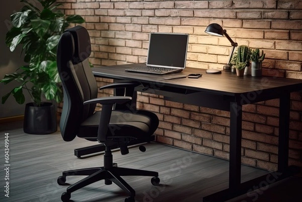 Fototapeta Professional Office Setup: Premium Table, Computer, and Chair Stock Photos for Your Creative Projects | Adobe Stock Collection