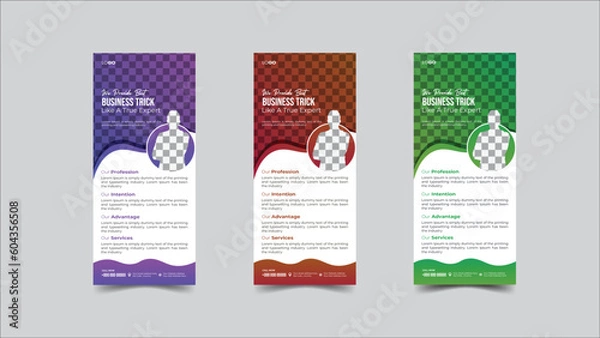 Obraz Business Roll Up Set Design. Banner Template, Abstract Purple, Red, Green color Design template