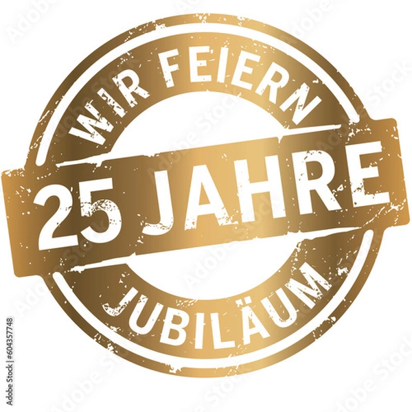 Obraz Button Wir feiern 25 Jahre Gold zerkratzt