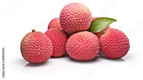 Fototapeta 030_Lychee on a white background, Generative AI