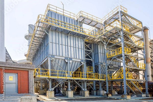 Obraz Dust collector air bag filter. It is a system used to enhance the quality of air released from industrial and commercial processes by collecting dust and other impurities from air or gas.