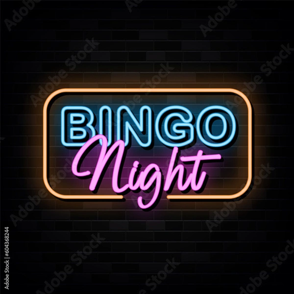 Obraz Bingo Night Neon Signs Vector Design Template Neon Style