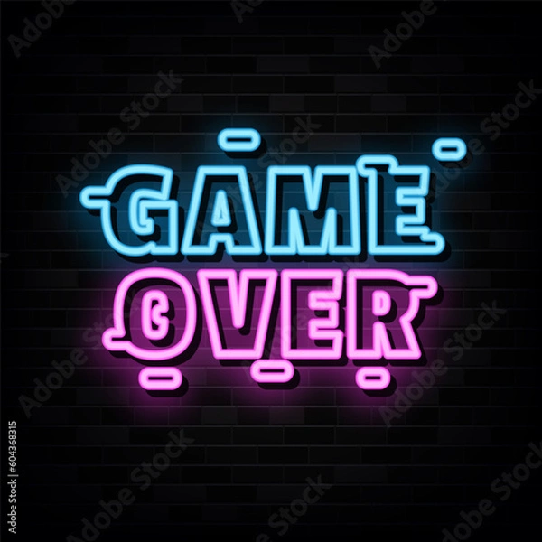 Obraz Game Over Neon Signs Vector Design Template Neon Style